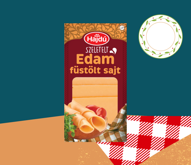 Hajdú szeletelt Edam sajt - füstölt