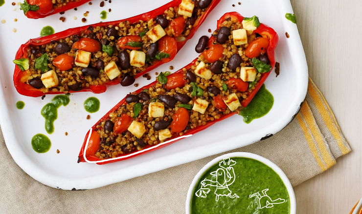 Quinoával és grillsajttal töltött paprika